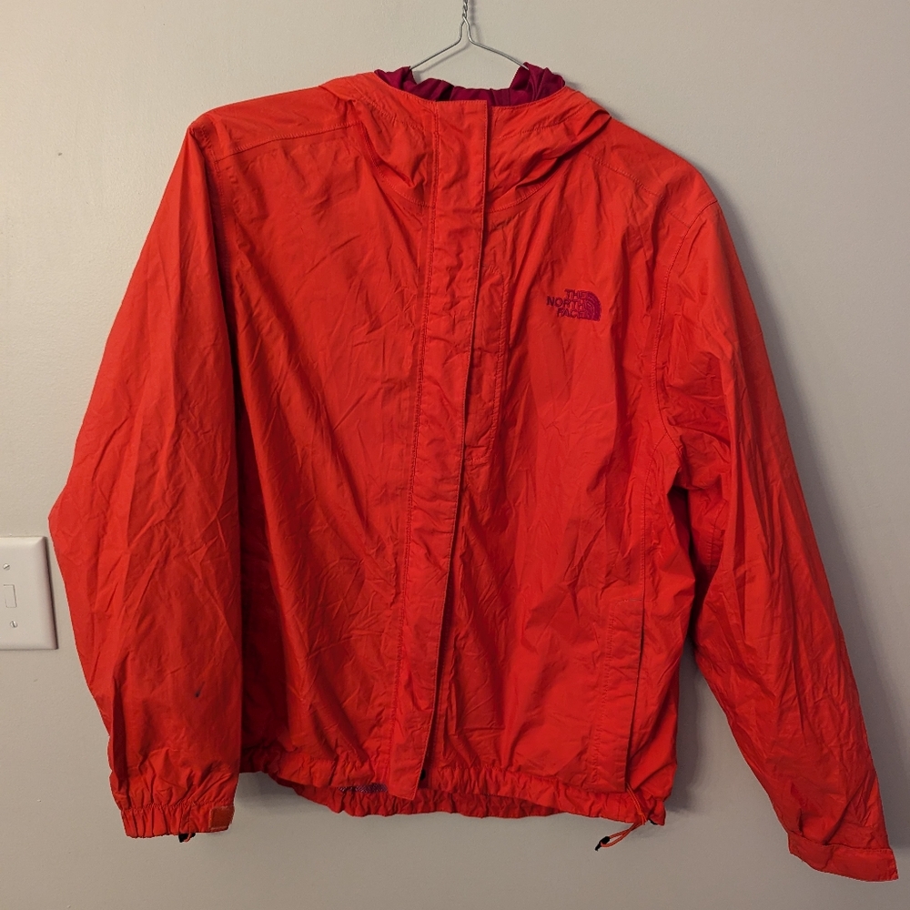 The North Face Women’s Size Medium Orange-Red Rain Jacket w/ Pink Mesh Lining